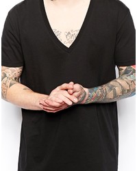 Мужская черная футболка с v-образным вырезом от Asos