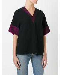 Женская черная футболка с v-образным вырезом от Lanvin