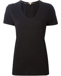 Женская черная футболка с v-образным вырезом от Burberry