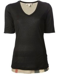 Женская черная футболка с v-образным вырезом от Burberry