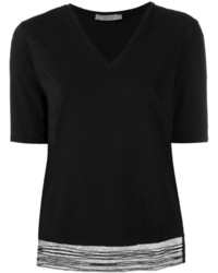 Женская черная футболка с v-образным вырезом от D-Exterior