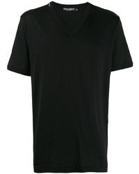Мужская черная футболка с v-образным вырезом от Dolce & Gabbana