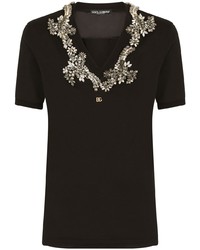 Мужская черная футболка с v-образным вырезом от Dolce & Gabbana