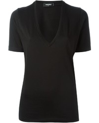Женская черная футболка с v-образным вырезом от Dsquared2
