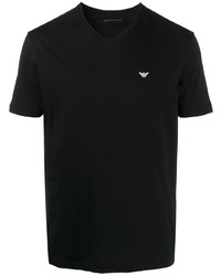 Мужская черная футболка с v-образным вырезом от Emporio Armani