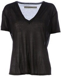 Женская черная футболка с v-образным вырезом от Enza Costa