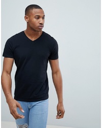 Мужская черная футболка с v-образным вырезом от Jack & Jones