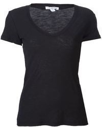Женская черная футболка с v-образным вырезом от James Perse