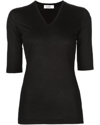 Женская черная футболка с v-образным вырезом от Jil Sander