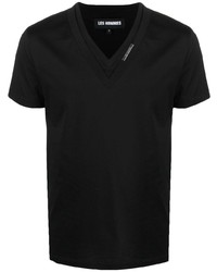 Мужская черная футболка с v-образным вырезом от Les Hommes