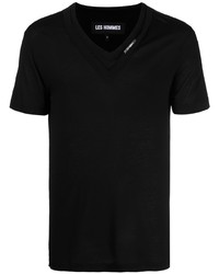 Мужская черная футболка с v-образным вырезом от Les Hommes
