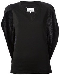 Женская черная футболка с v-образным вырезом от Maison Martin Margiela