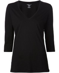 Женская черная футболка с v-образным вырезом от Majestic Filatures