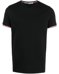 Мужская черная футболка с v-образным вырезом от Moncler