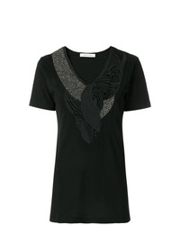 Женская черная футболка с v-образным вырезом от PIERRE BALMAIN