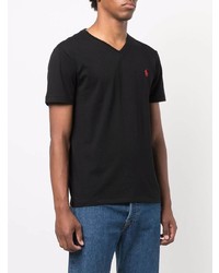Мужская черная футболка с v-образным вырезом от Polo Ralph Lauren