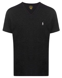 Мужская черная футболка с v-образным вырезом от Polo Ralph Lauren
