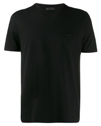 Мужская черная футболка с v-образным вырезом от Prada