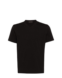 Мужская черная футболка с v-образным вырезом от Prada