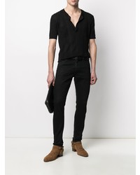 Мужская черная футболка с v-образным вырезом от Saint Laurent