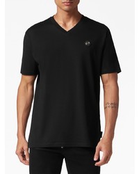 Мужская черная футболка с v-образным вырезом от Philipp Plein