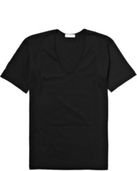 Мужская черная футболка с v-образным вырезом от Sunspel