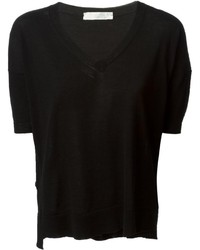 Женская черная футболка с v-образным вырезом от Zanone