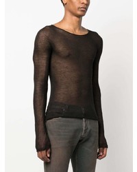 Мужская черная футболка с длинным рукавом в сеточку от Saint Laurent