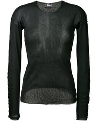 Женская черная футболка с длинным рукавом в сеточку