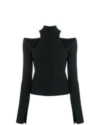Женская черная футболка с длинным рукавом с вырезом от Beaufille