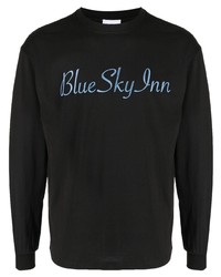 Мужская черная футболка с длинным рукавом с вышивкой от BLUE SKY INN