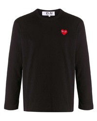 Мужская черная футболка с длинным рукавом с вышивкой от Comme Des Garcons Play