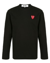 Мужская черная футболка с длинным рукавом с вышивкой от Comme Des Garcons Play