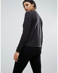 Женская черная футболка с длинным рукавом с вышивкой от Daisy Street