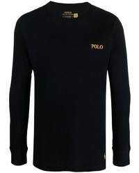 Мужская черная футболка с длинным рукавом с вышивкой от Polo Ralph Lauren