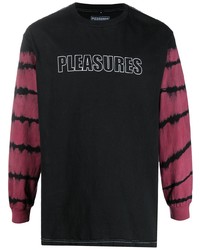 Мужская черная футболка с длинным рукавом с принтом тай-дай от Pleasures