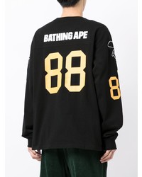 Мужская черная футболка с длинным рукавом с принтом от A Bathing Ape