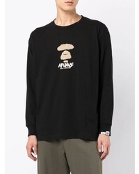 Мужская черная футболка с длинным рукавом с принтом от AAPE BY A BATHING APE