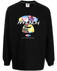 Мужская черная футболка с длинным рукавом с принтом от AAPE BY A BATHING APE