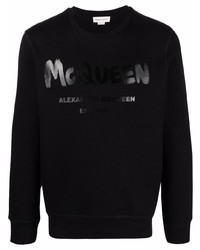 Мужская черная футболка с длинным рукавом с принтом от Alexander McQueen