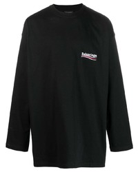 Мужская черная футболка с длинным рукавом с принтом от Balenciaga