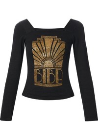 Женская черная футболка с длинным рукавом с принтом от Biba
