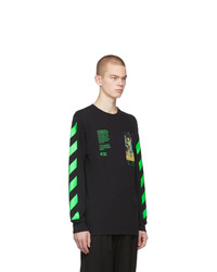 Мужская черная футболка с длинным рукавом с принтом от Off-White