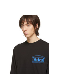 Мужская черная футболка с длинным рукавом с принтом от Aries