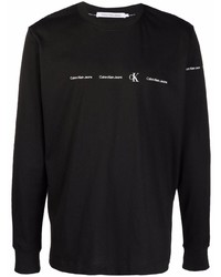 Мужская черная футболка с длинным рукавом с принтом от Calvin Klein Jeans
