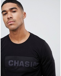 Мужская черная футболка с длинным рукавом с принтом от Chasin'