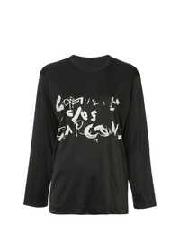 Женская черная футболка с длинным рукавом с принтом от Comme Des Garçons Vintage