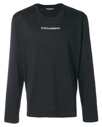 Мужская черная футболка с длинным рукавом с принтом от Dolce & Gabbana