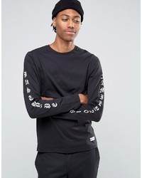 Мужская черная футболка с длинным рукавом с принтом от Hype