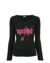 Женская черная футболка с длинным рукавом с принтом от Hysteric Glamour